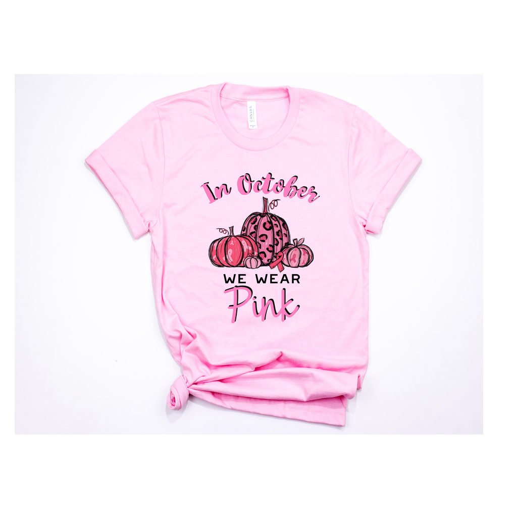 In October We Wear Pink Pumpkin Shirt - Vazzie Tees