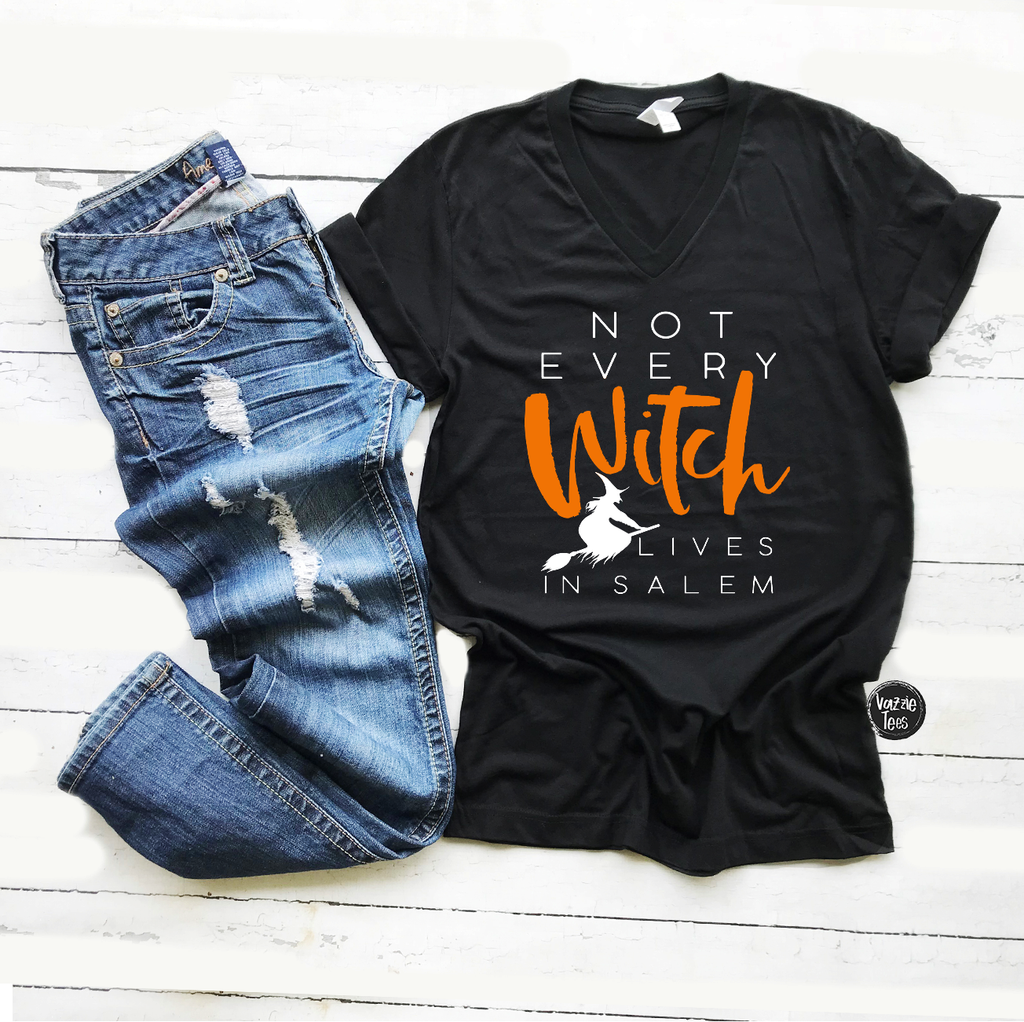 "Not Every Witch Lives in Salem" - Black, Vazzie Tees 